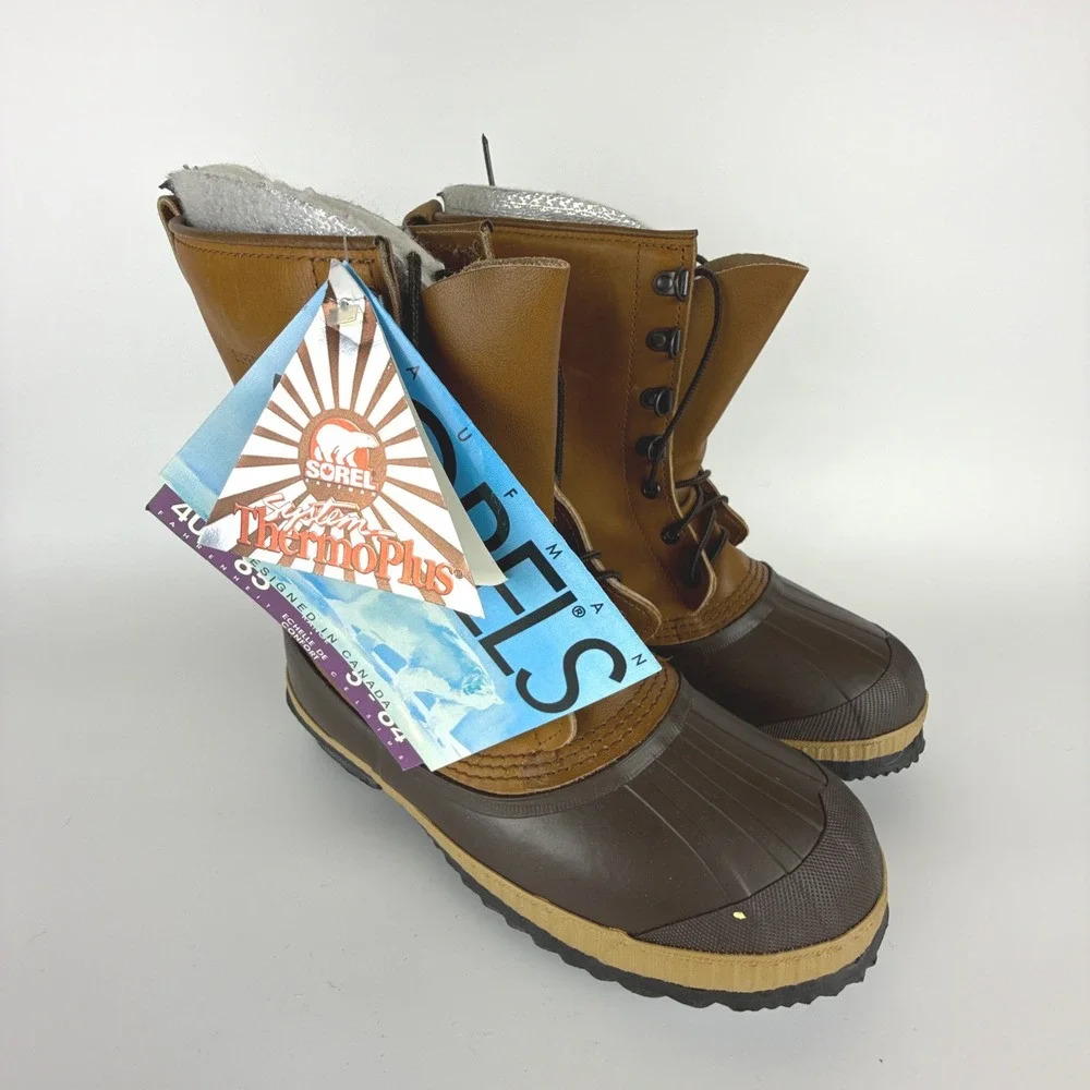 Vintage Sorel Kaufman Superior Winter Snow Boots Mens Size 8 Brown New Insulated